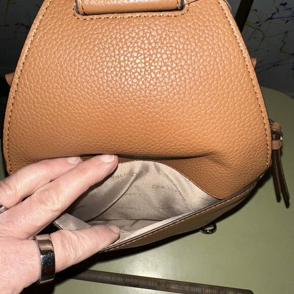 Calvin Klein Millie Caramel Faux Leather Convertible Sling Backpack NEW - Picture 6 of 9